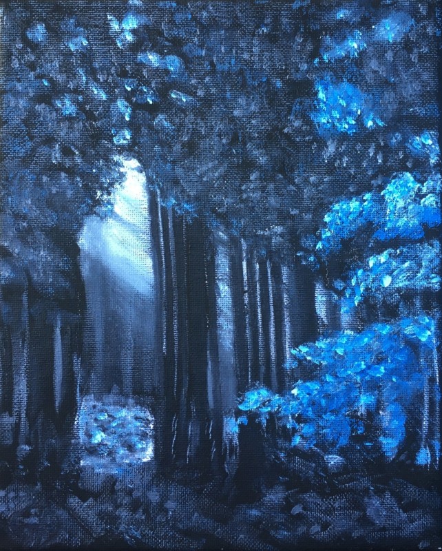 Moonlit Forest.jpg - Moonlit Forest Water-soluble oil on canvas, 8 x 10" (20.3 x 25.4 cm) Completed May 2020
